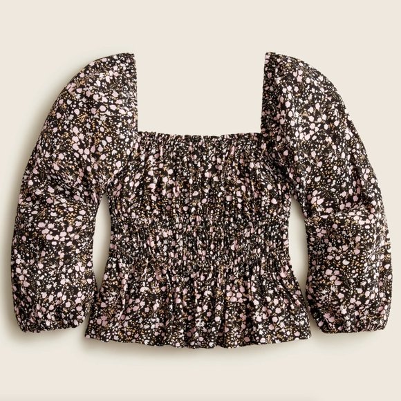 J. CREW Puff-Sleeve Drapey Crepe Top in Fall Garden Floral {3J13} - Picture 2 of 7